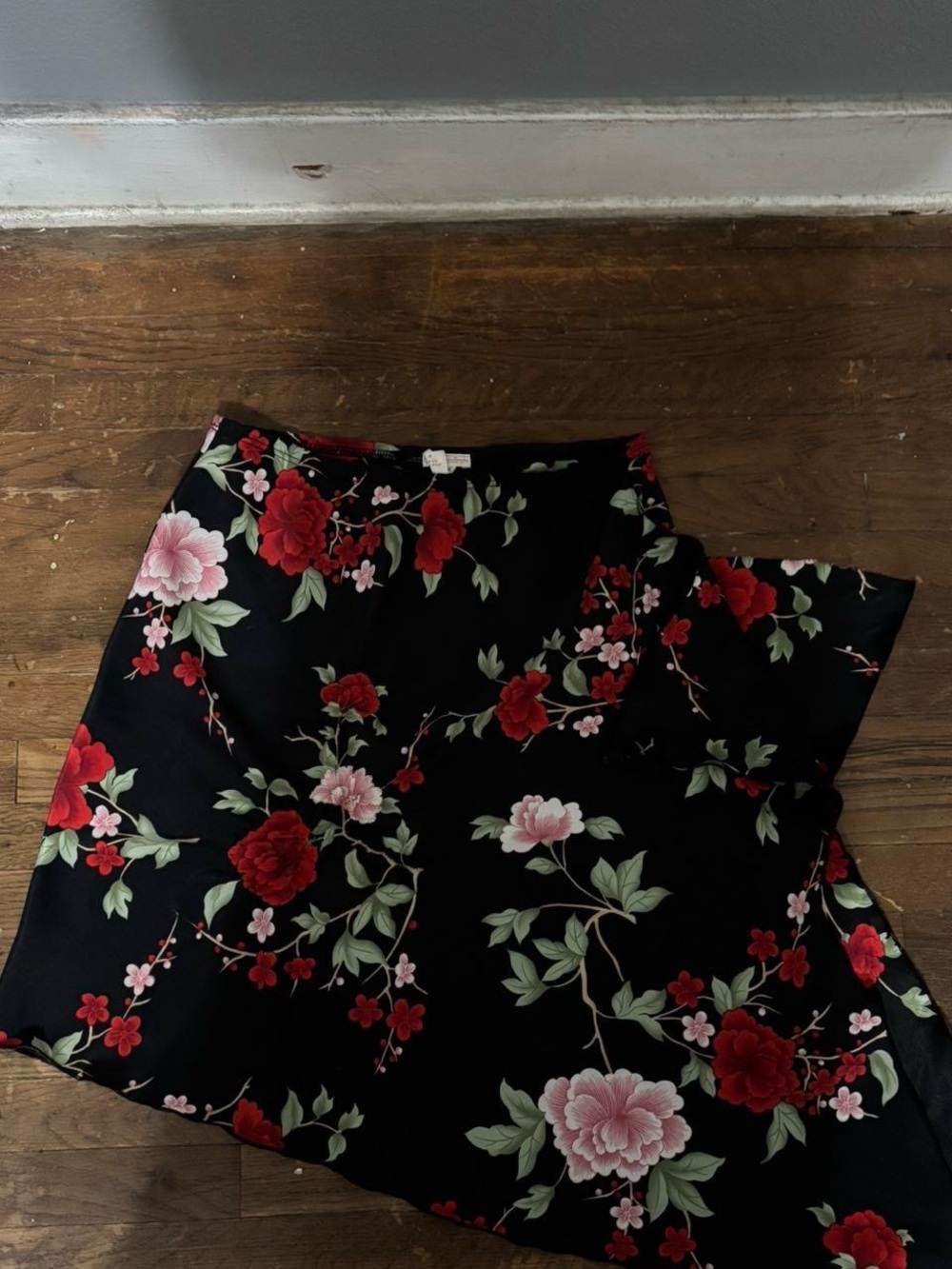 vintage floral asymmetrical skirt